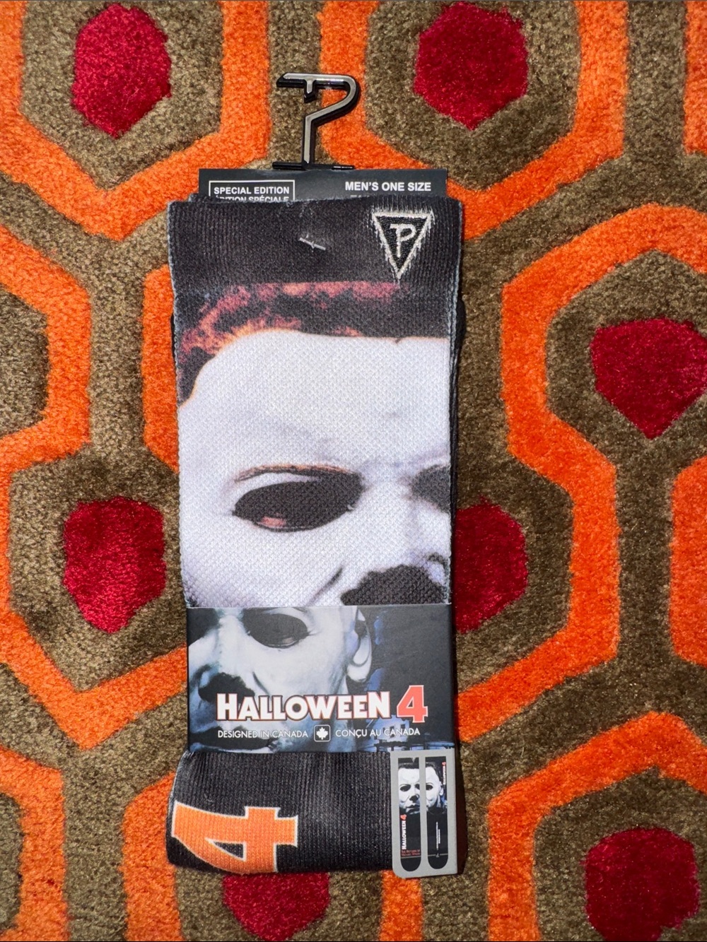 MAKE OFFER! Halloween 4 Movie Men's Crew Sublimation Socks sz 7-12 Michael Myers